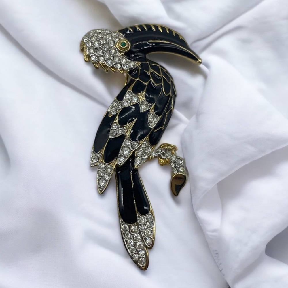 Gorgeous CRAFT Vintage Pave Toucan Bird Brooch Pin